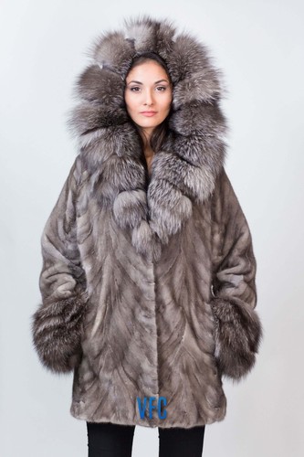 Cappotto visone argento con